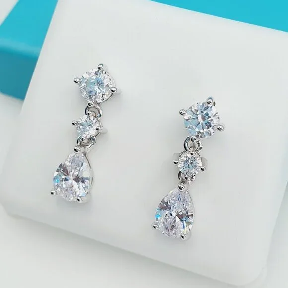 925 Sterling Silver CZ Beautiful Earrings for Women, 1USPAR4248 - Picture 2 of 11